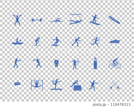 青色のアイコンセット_スポーツ2 118476313