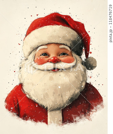 Santa claus is smiling with snowflakes falling Santa claus is smiling with snowflakes falling 118476719