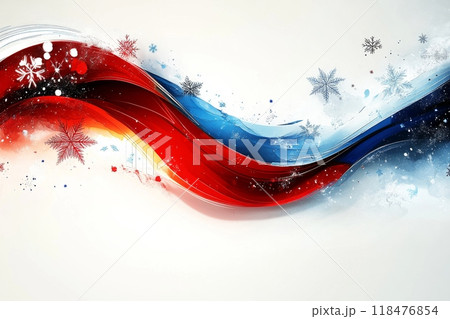 Abstract red and blue waves creating a winter wonderland background 118476854