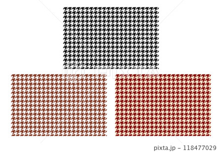 モノトーンや茶色、ワインレッドの千鳥格子のベクター背景イラストセット素材【横長】 118477029