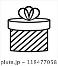 a cylindrical striped gift box. a black outline on a white background. flat design 118477058