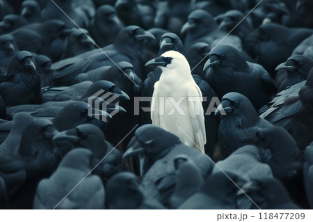 A white crow among many black crows 118477209