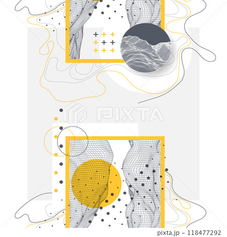 Abstract art wireframe background. Modern science or technology art elements. Surface illustration. Hand made vector. Abstract art wireframe background. Modern science or technology art elements. Surface illustration. Hand made vector. 118477292