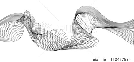 A black and white image of a wave with a white background. Vector illustration 118477659