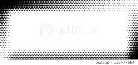 black halftone dots frame overlay. Vector illustration 118477664
