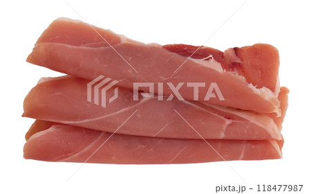 slices of prosciutto or jamon isolated slices of prosciutto or jamon isolated 118477987