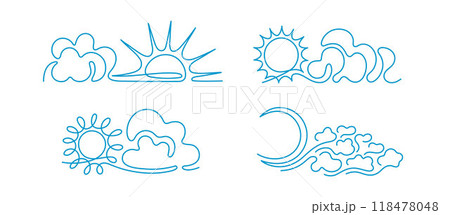 Line cloud, sun, moon Cloudy weather Abstract logo 118478048