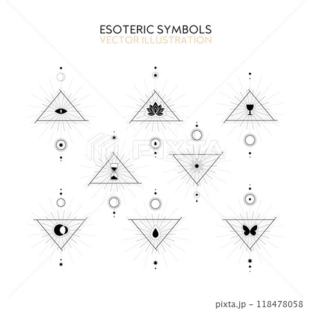 Esoteric symbols, clean and simple style, icon set 118478058