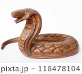 Wooden snake figure isolated on white background. Chinese zodiac concept for new year 2025 118478104