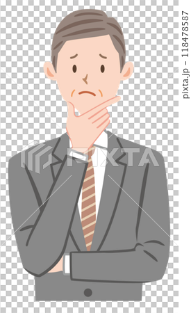 考えるビジネスマンの上半身 中高年 中年男性 ミドル 考えるビジネスマンの上半身 中高年 中年男性 ミドル 118478587