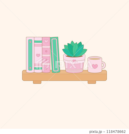 pink plant bookshelf 118478662