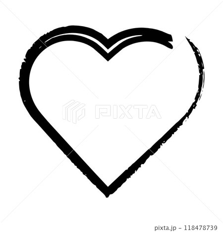 Heart symbol, hand drawn grunge texture love icon for romantic trendy doodle art for decoration element in a glyph pictogram illustration Heart symbol, hand drawn grunge texture love icon for romantic trendy doodle art for decoration element in a glyph pictogram illustration 118478739