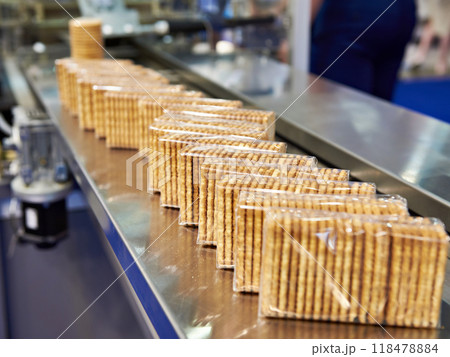 Packing of cookies at factory Packing of cookies at factory 118478884