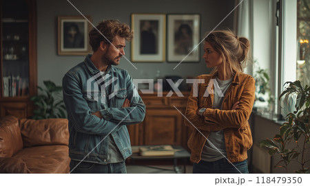対立するカップルの緊張と感情 対立するカップルの緊張と感情 118479350