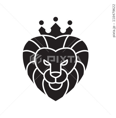 Luxury brand lion with a crown head shield logo design. Vector icon element for business project. Concept stability and protect your investments isolated on white background Luxury brand lion with a crown head shield logo design. Vector icon element for business project. Concept stability and protect your investments isolated on white background 118479622