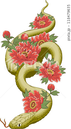 2025年賀状素材「花と蛇」 118479635