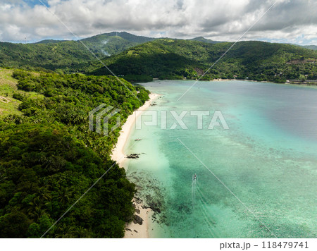Coastline with beach and turquoise clear water. Tiamban Beach. Nonok Beach Resort. Romblon, Romblon. Philippines. 118479741