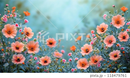 Vibrant collection of gerbera daisies arranged beautifully on a light background for decoration 118479761
