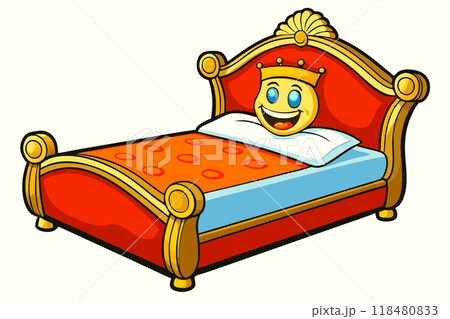 Royal red made bed. Happy calm peaceful sleep 118480833