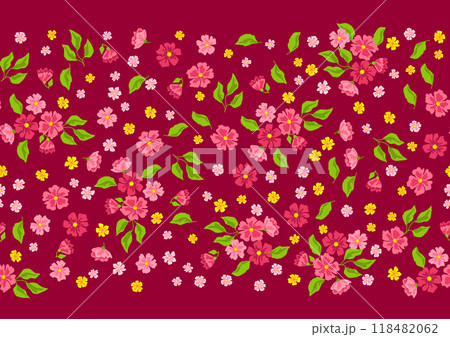 Pattern with pretty flowers. Beautiful decorative natural plants and leaves. 118482062