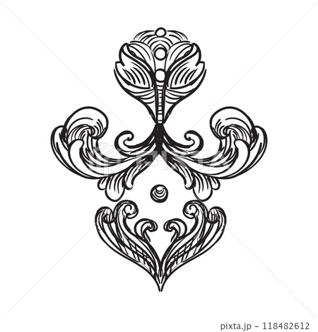 Ornate vintage decorative element vector isolated illustration 118482612