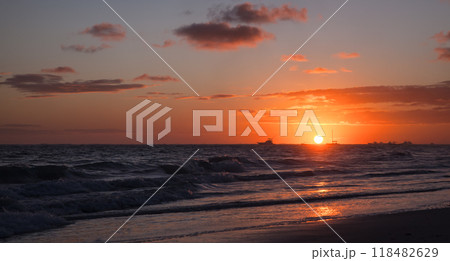 Atlantic Ocean on a sunrise, Bavaro beach, Dominican Republic 118482629