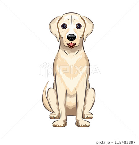 犬｜愛情深くて穏やか！盲導犬としても活躍するラブラドール・レトリバーのイラスト 118483897