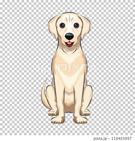 犬｜愛情深くて穏やか！盲導犬としても活躍するラブラドール・レトリバーのイラスト 118483897