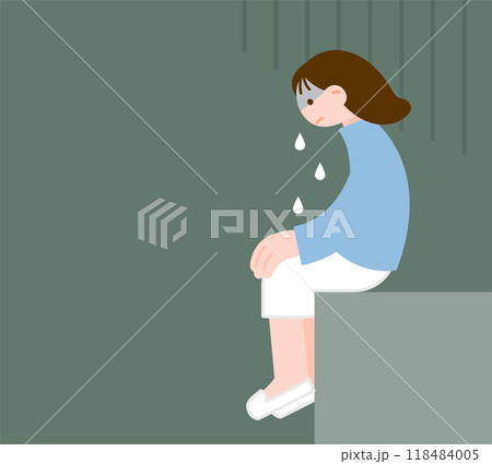 落ち込む孤独な女性のイラスト 118484005