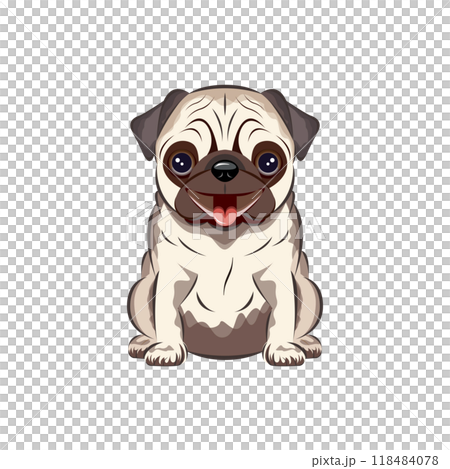 犬｜ちょっとブサカワだけど可愛い顔立ち！パグのイラスト 118484078
