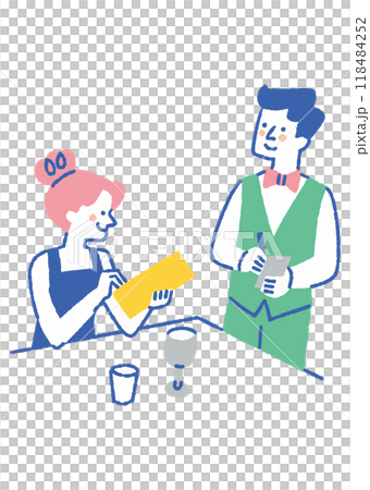 Woman ordering food at a restaurant_color 118484252