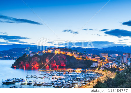 Agropoli, Italy on the Cilentan Coast at twilight. Agropoli, Italy on the Cilentan Coast at twilight. 118484777