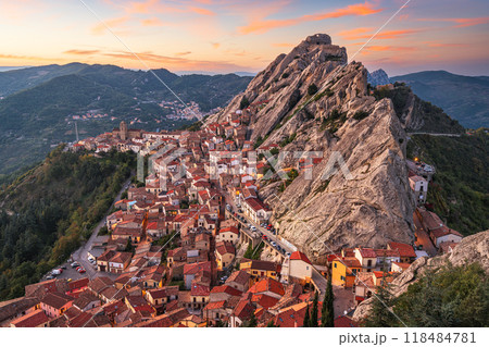 Pietrapertosa, Italy Townscape at Dusk Pietrapertosa, Italy Townscape at Dusk 118484781