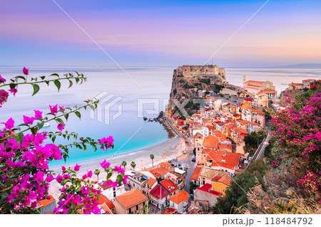 Scilla, Italy historic townscape on the Mediterranean Sea 118484792