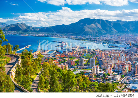 Palermo, Italy Skyline over the Port 118484804