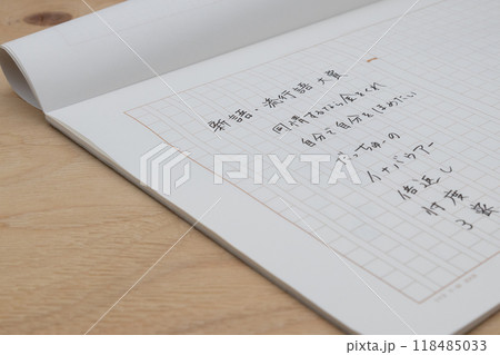 歴代の流行語大賞を手書きで書きだしている　原稿用紙に黒い字で言葉を並べている 118485033