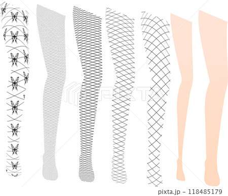 網タイツ・タイツ・ファッション・キャラ装飾イラスト素材セット 118485179