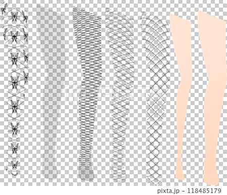 網タイツ・タイツ・ファッション・キャラ装飾イラスト素材セット 118485179