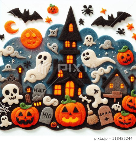 ハロウィンのフェルト調イラスト 118485244