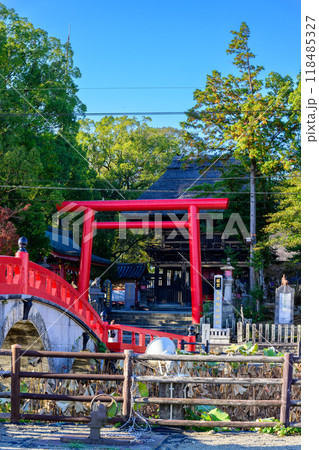神社前に映える禊橋と鳥居風景「茅葺きの社寺建造物としては唯一の国宝」　青井阿蘇神社（国宝）(人吉市) 118485327