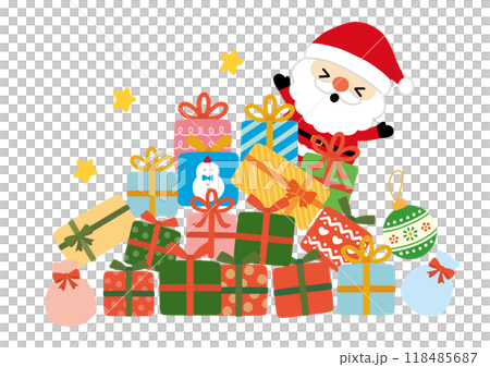 サンタクロースと沢山のプレゼントのイラスト 118485687