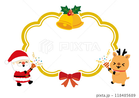 サンタクロースとトナカイのかわいいクリスマスカード 118485689