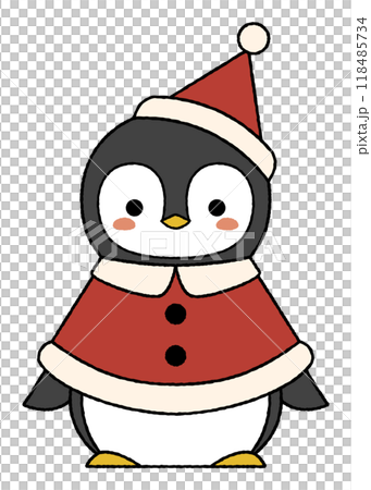 サンタの帽子とマントを着たかわいいペンギンの赤ちゃん サンタの帽子とマントを着たかわいいペンギンの赤ちゃん 118485734