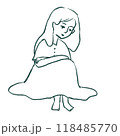 膝を抱える女性（線のみ） 118485770