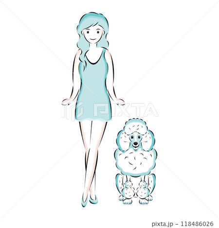 スタンダード・プードルとペットオーナー(飼い主)-単色系 118486026