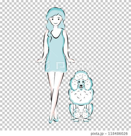 標準貴賓犬和寵物主人(主人)-單色 標準貴賓犬和寵物主人(主人)-單色 118486026