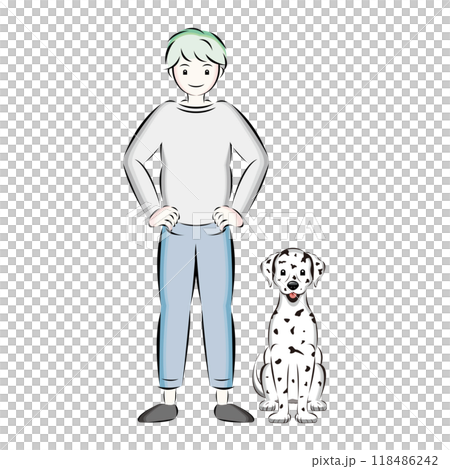 達爾馬提亞狗和寵物主人(主人) 達爾馬提亞狗和寵物主人(主人) 118486242