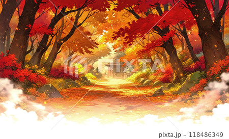 紅葉の山道 紅葉の山道 118486349