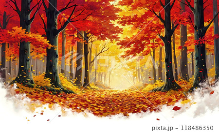 紅葉の山道 紅葉の山道 118486350