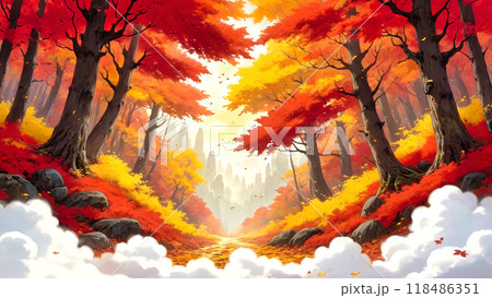 紅葉の山道 紅葉の山道 118486351
